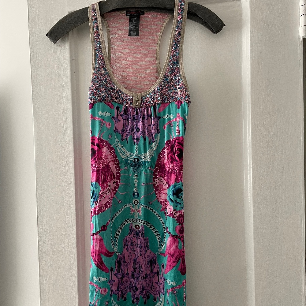 Custo Barcelona beaded embroidered viscose tunic